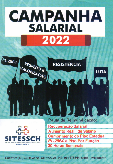SITESSCH - Sindicato dos Trabalhadores em Estabelecimentos de Servios de Sade de Chapec e regio Cronograma das Assembleias Trabalhadores da Saúde! A campanha salarial neste ano de 2022, discutirá somente as cláusulas...