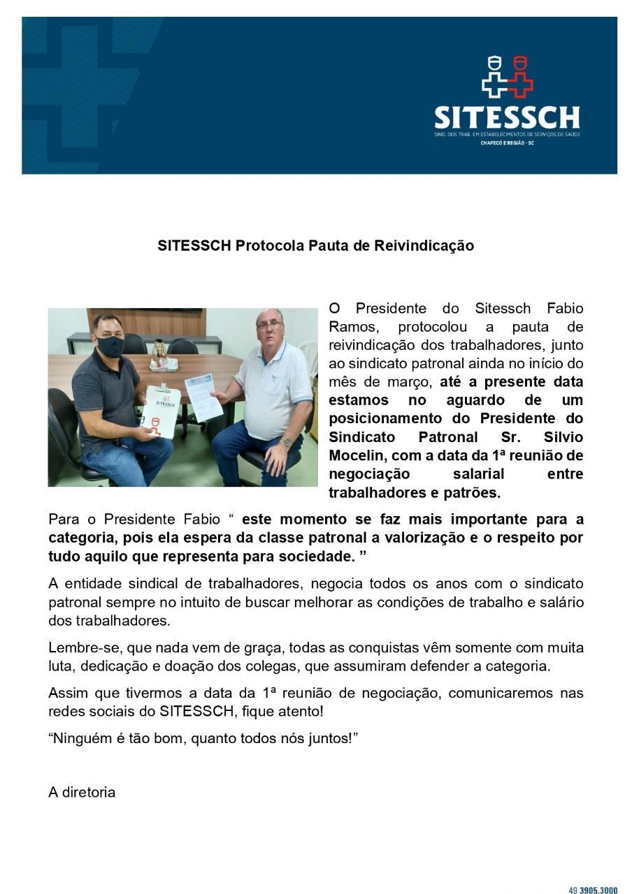 SITESSCH - Sindicato dos Trabalhadores em Estabelecimentos de Servios de Sade de Chapec e regio -